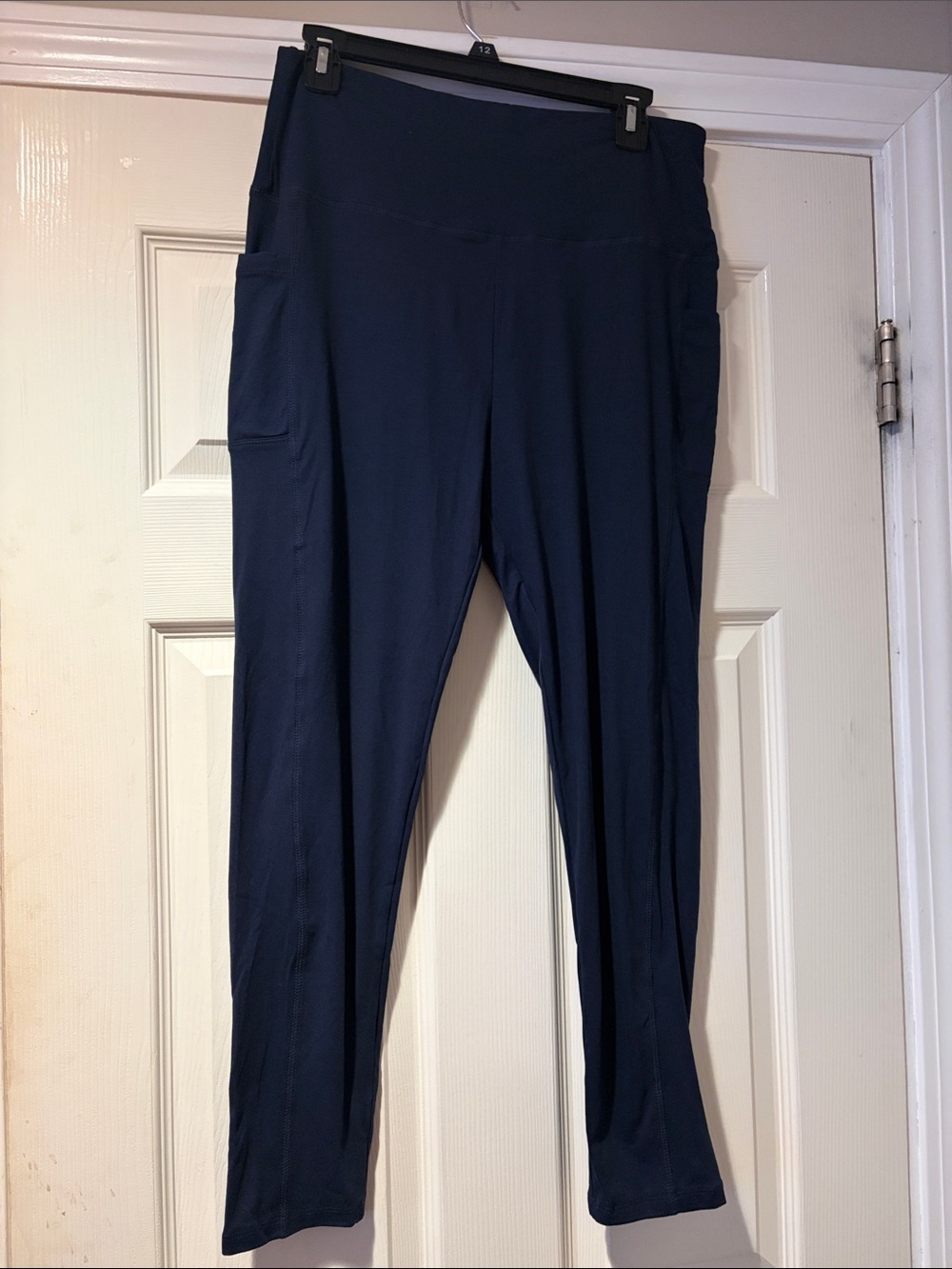 High-Waist Leggings with Side Pockets in Navy XXL